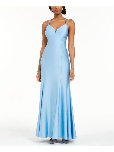 NIGHTWAY Womens Light Blue Spaghetti Strap V Neck Full-Length Evening Empire Waist Dress 8
