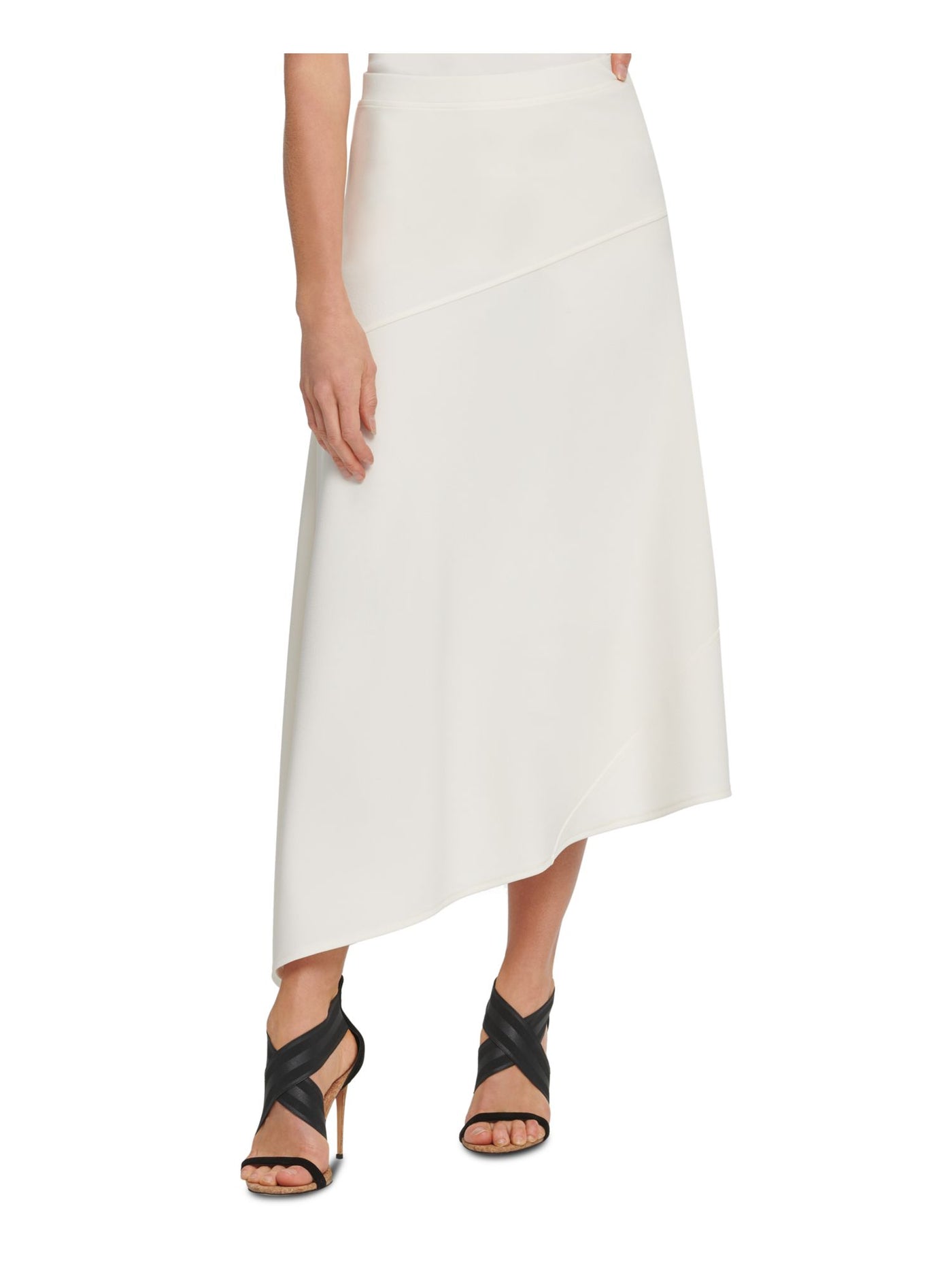 DKNY Womens Ivory Tea-Length Shift Skirt XS