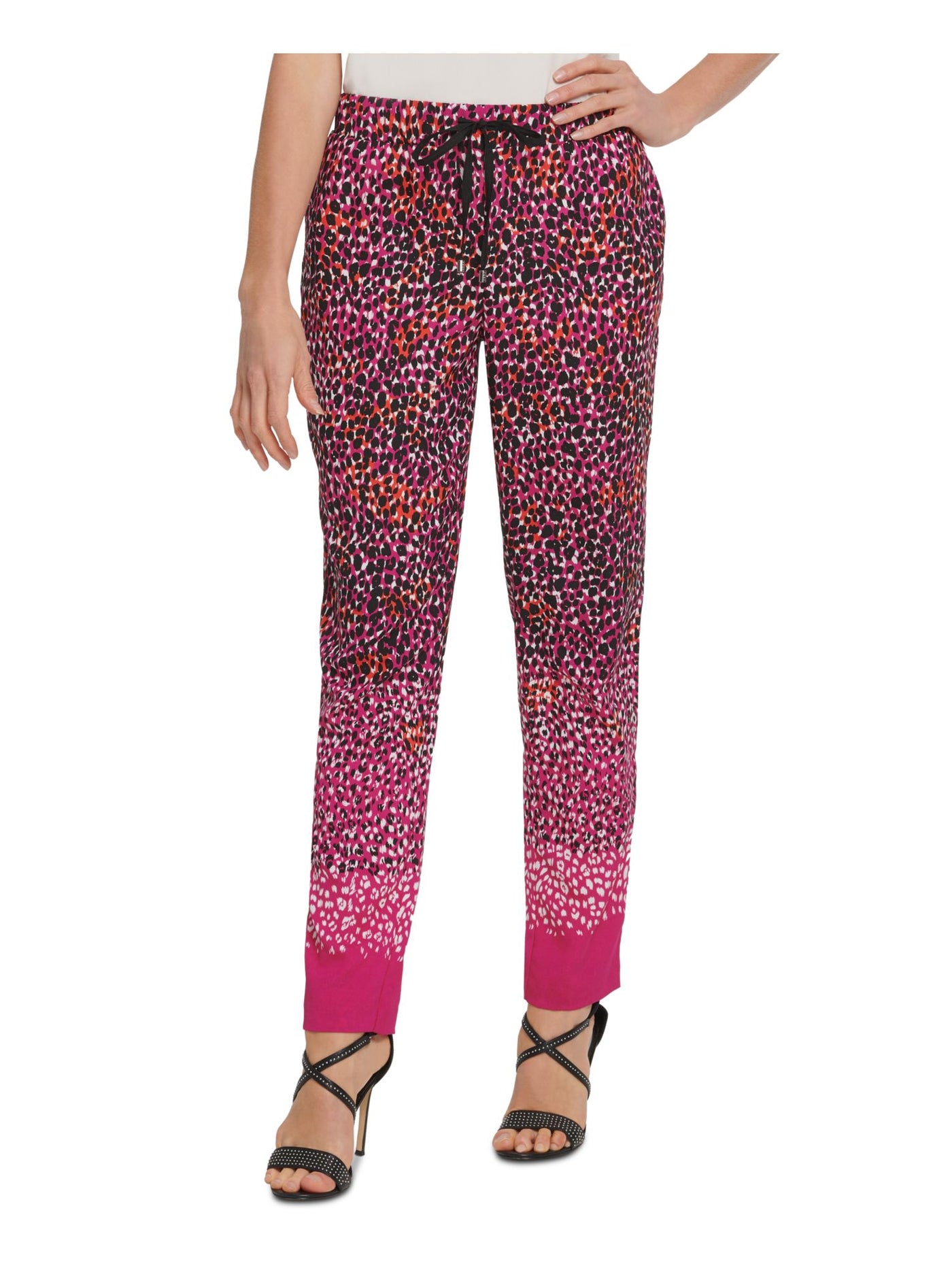 DKNY Womens Pink Animal Print Straight leg Pants S