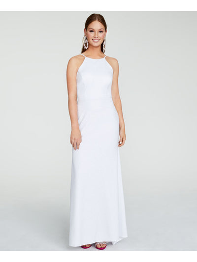 JUMP APPAREL Womens Glitter Cut Out Sleeveless Halter Full-Length Formal Fit + Flare Dress