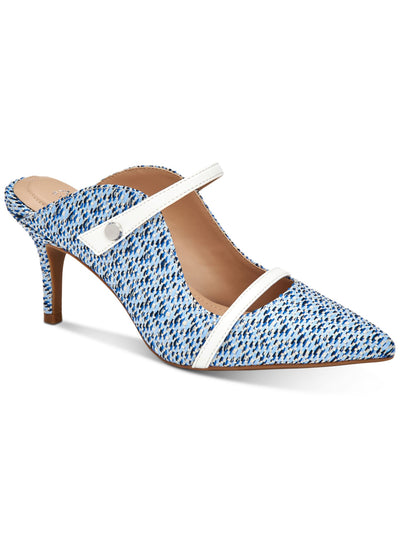 ALFANI Womens Light Blue Woven Padded Open Back Shoe Strappy Jaaii Stiletto Slip On Mules 6 M