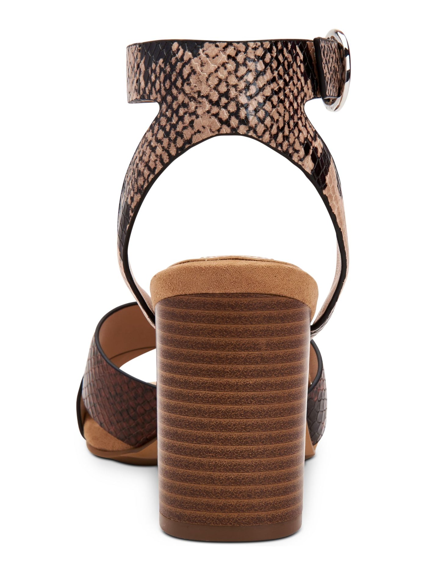 ALFANI Womens Brown Snakeskin Adjustable Comfort Cushioned Ankle Strap Irinna Square Toe Block Heel Buckle Dress Sandals 8.5 M