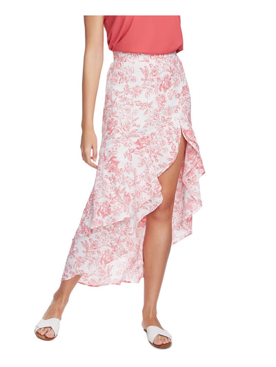 1. STATE Womens Pink Ruffled Floral Maxi Hi-Lo Skirt Size: 4