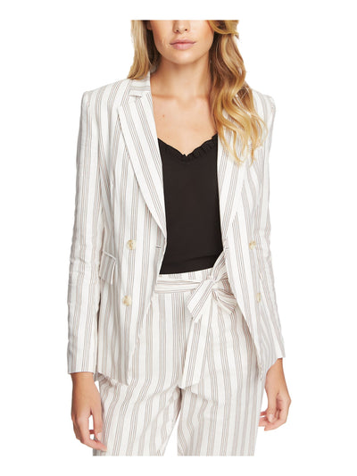 1. STATE Womens White Striped Wear To Work Blazer Jacket 10