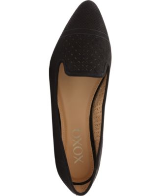 XOXO Womens Black Perforated Cushioned Vance Pointed Toe Slip On Flats Shoes M