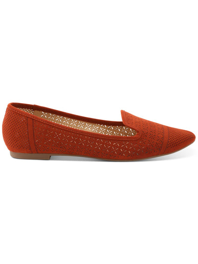 XOXO Womens Orange Laser Cut Padded Vance Almond Toe Slip On Flats Shoes 6 M