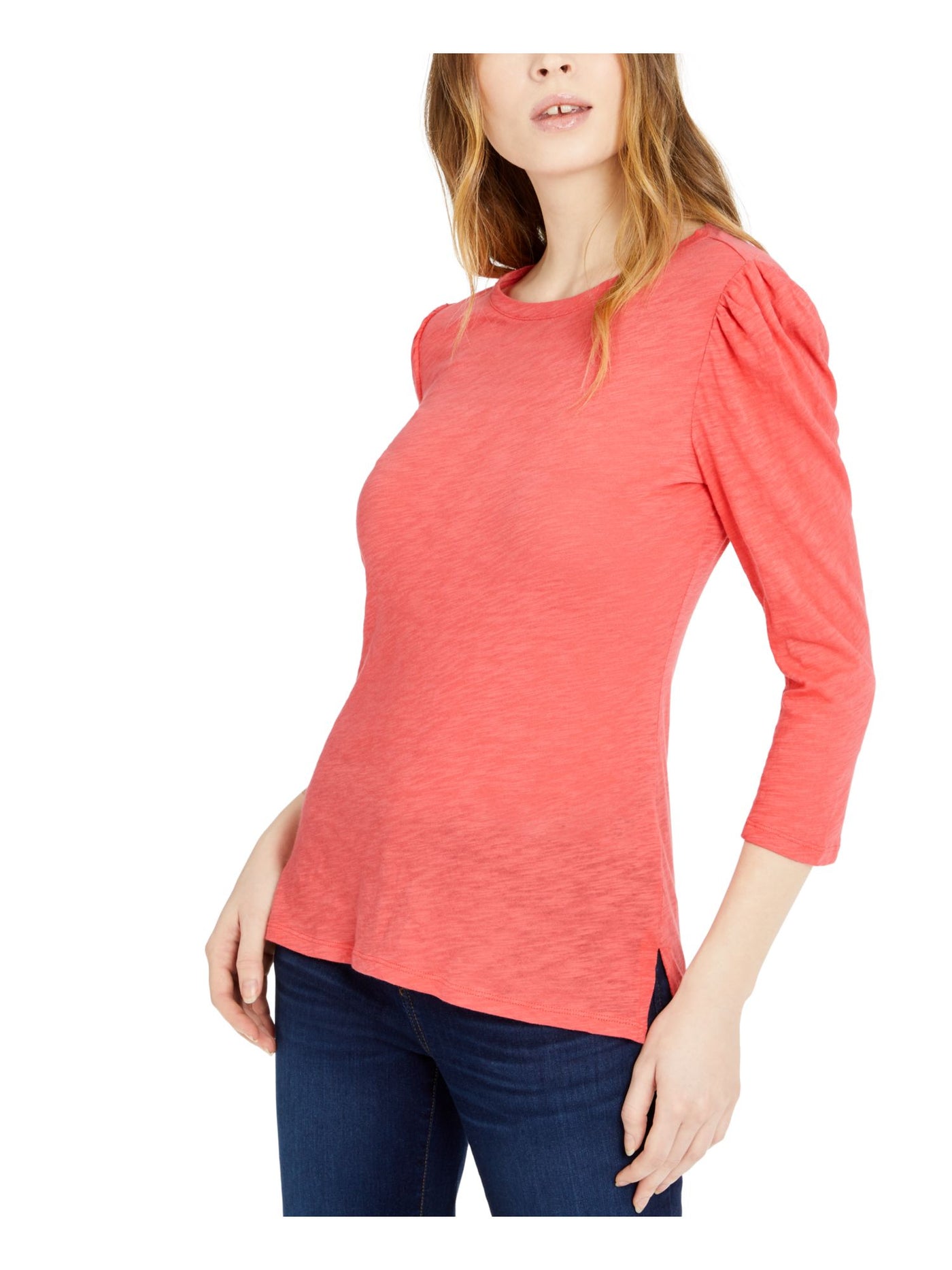 INC Womens Pink Jewel Neck Top L