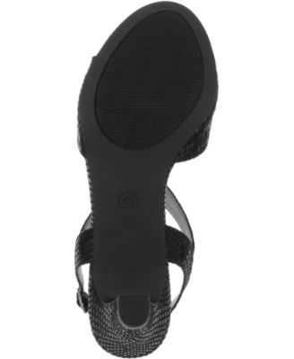 KAREN SCOTT Womens Black Patterned Hardware Detail Padded Adjustable Strap T-Strap Danee Almond Toe Block Heel Buckle Dress Sandals Shoes M