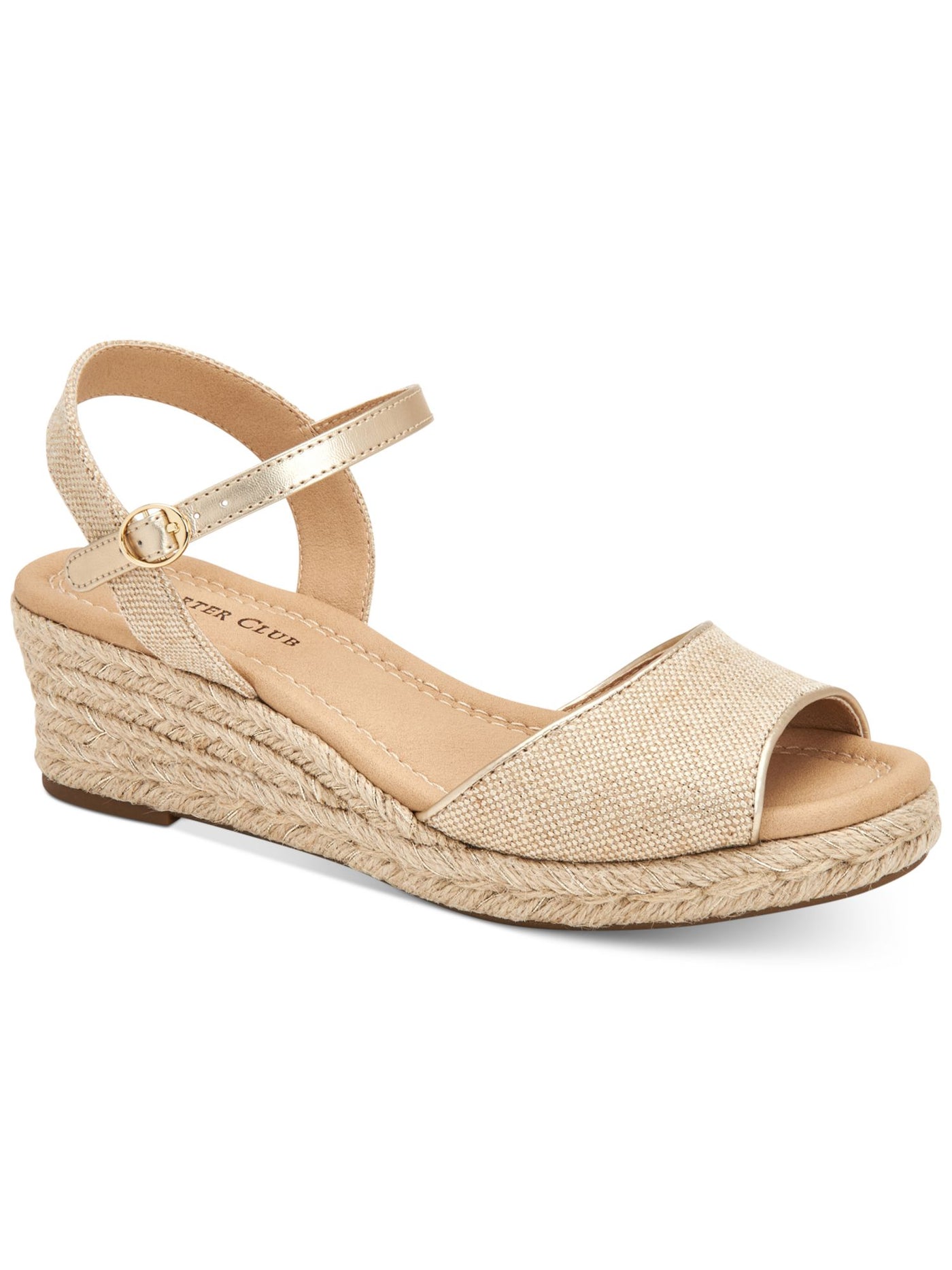 CHARTER CLUB Womens Beige Ankle Strap Luchia Round Toe Wedge Buckle Espadrille Shoes 9.5 M