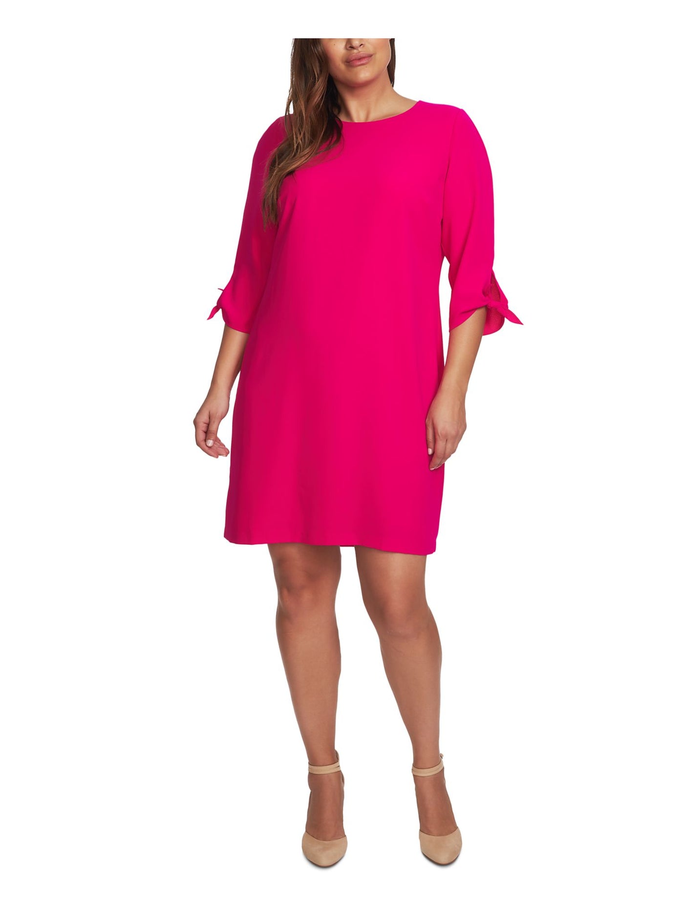 CECE Womens Pink Zippered 3/4 Sleeve Jewel Neck Top 0