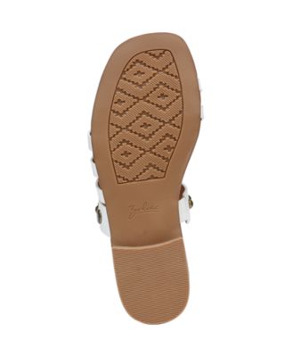 ZODIAC Womens White Strappy Padded Asymmetrical Stretch Brisa Square Toe Slip On Slide Sandals Shoes M