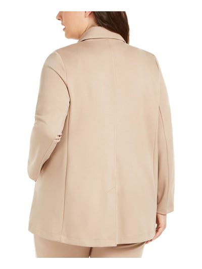 EILEEN FISHER Womens Beige Pocketed Notch Collar Back Vent Long Sleeve Wear To Work Jacket Plus 1X