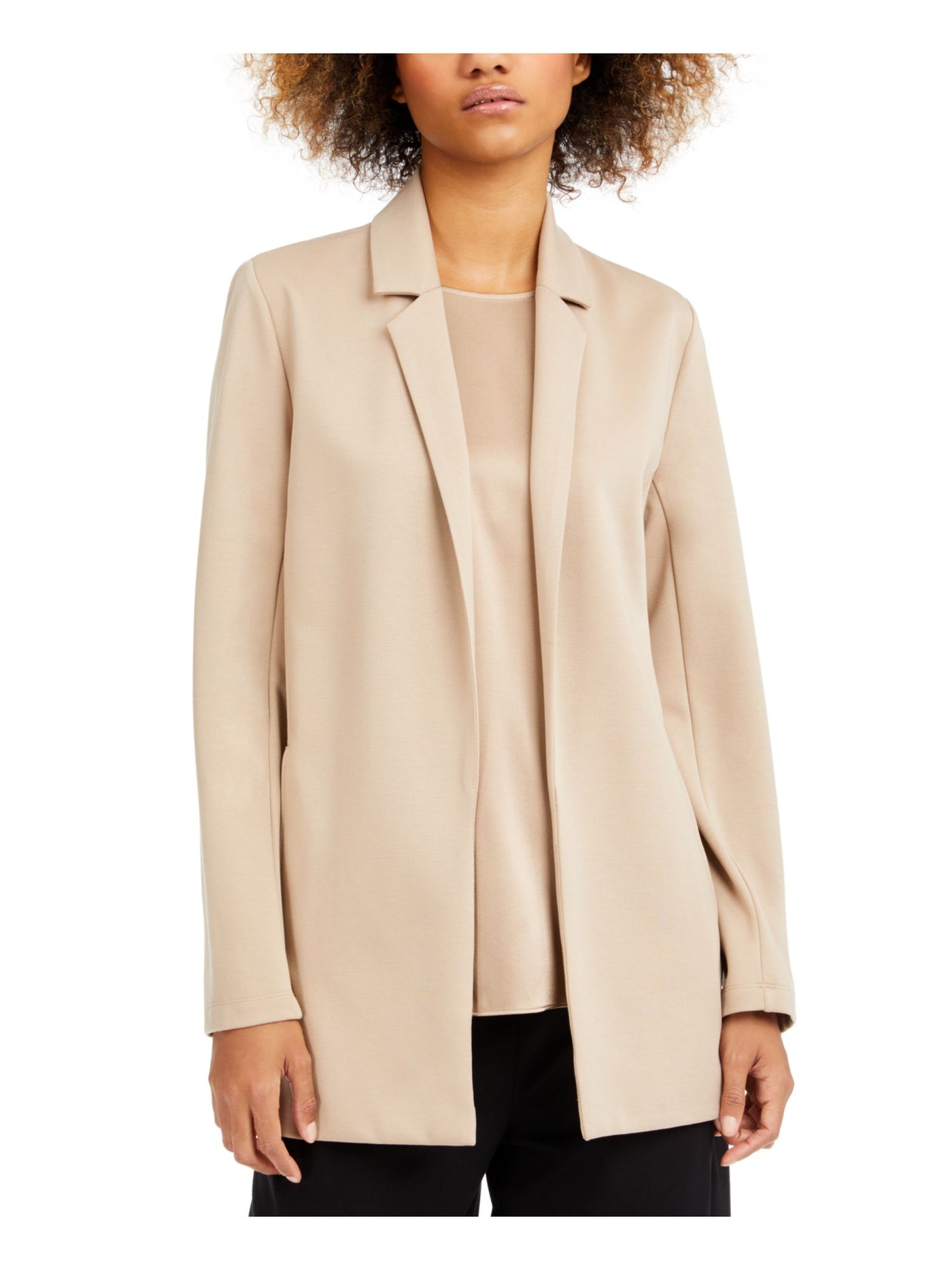 EILEEN FISHER Womens Beige Pocketed Notch-lapel Wear To Work Jacket PP