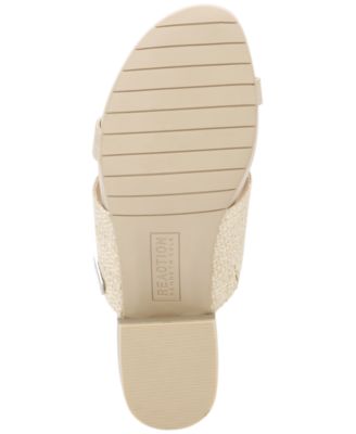 KENNETH COLE Womens Beige Woven Toe Loop Cushioned Logo Late Mule Round Toe Block Heel Slip On Thong Sandals Shoes M