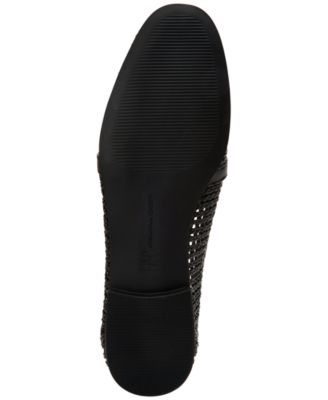 INC Womens Black 0.5" Platform Heel Bit Buckle Hardware Woven Padded Gayyle Round Toe Block Heel Slip On Loafers Shoes M