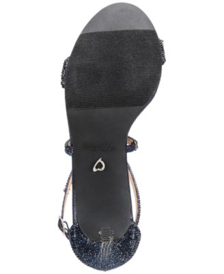 THALIA SODI Womens Navy Crisscross Straps Rhinestone Embellishment Ankle Strap Strappy Darria Round Toe Stiletto Buckle Dress Sandals Shoes M