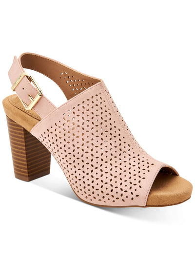 GIANI BERNINI Womens Pink 0.5" Platform Perforated Ankle Strap Jabril Almond Toe Block Heel Buckle Shootie 9.5 M