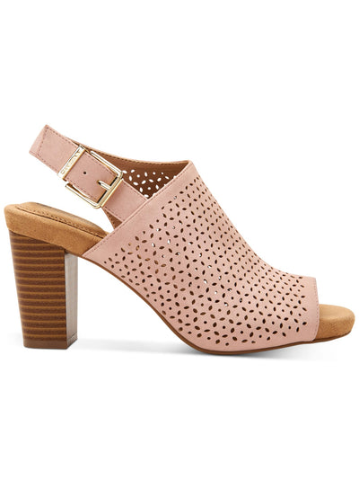 GIANI BERNINI Womens Pink 0.5" Platform Perforated Ankle Strap Jabril Almond Toe Block Heel Buckle Shootie 9.5 M