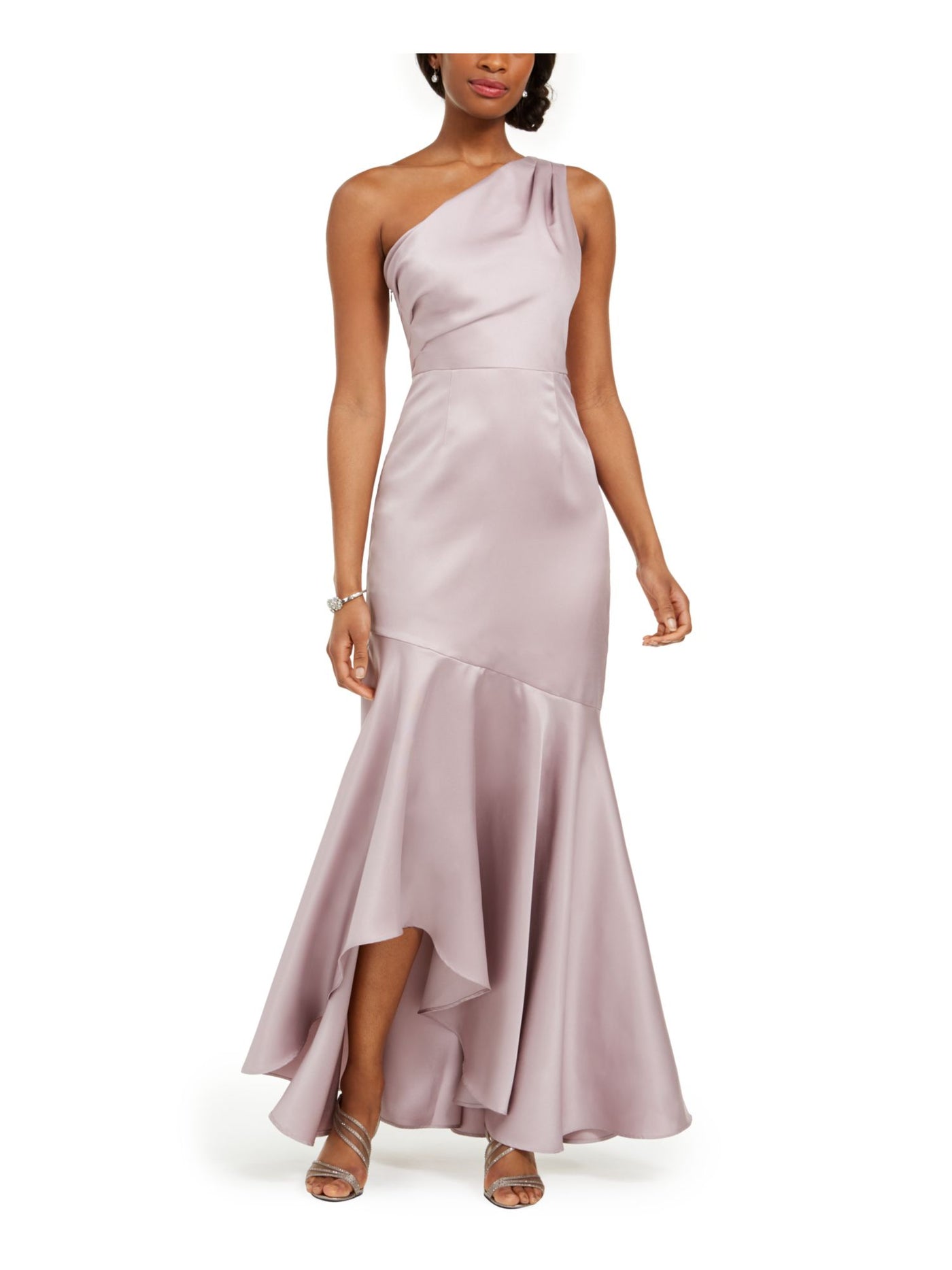 ADRIANNA PAPELL Womens Purple Ruffled Zippered Sleeveless Asymmetrical Neckline Maxi Formal Mermaid Dress 2