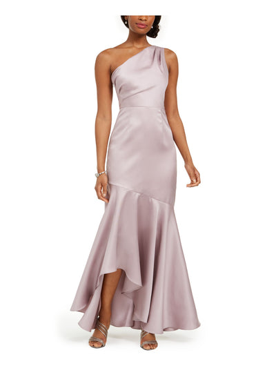 ADRIANNA PAPELL Womens Light Pink Ruffled Zippered Sleeveless Asymmetrical Neckline Maxi Formal Mermaid Dress 14