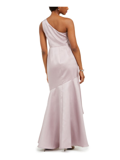 ADRIANNA PAPELL Womens Pink Ruffled Zippered Sleeveless Asymmetrical Neckline Maxi Formal Mermaid Dress 6