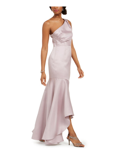 ADRIANNA PAPELL Womens Light Pink Ruffled Zippered Sleeveless Asymmetrical Neckline Maxi Formal Mermaid Dress 14