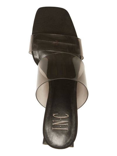 INC Womens Black Clear Vinyl Straps Calantha Square Toe Sculpted Heel Slip On Dress Sandals Shoes 6 M