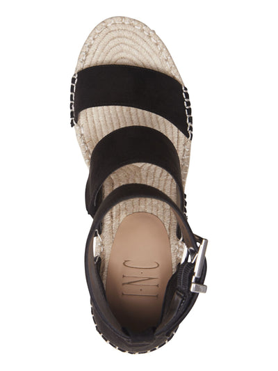 INC Womens Black 1" Platform Comfort Ankle Strap Catiana Almond Toe Wedge Buckle Espadrille Shoes 9 M