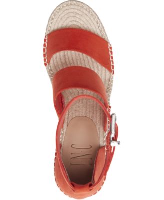 INC Womens Coral Espadrille-Style Platform Adjustable Strap Cushioned Catiana Almond Toe Wedge Buckle Dress Sandals Shoes 7 M