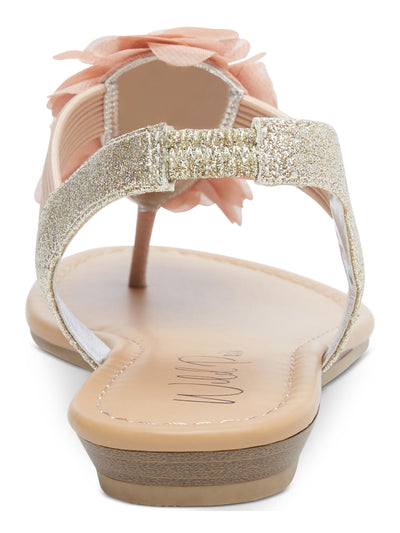 WILD PAIR Womens Pink 1/2 Heel Flower Details Slingback Glitter Stretch Sari Round Toe Slip On Thong Sandals Shoes 5 M
