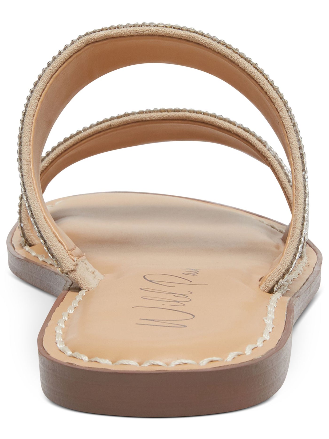 WILD PAIR Womens Silver Rhinestone Ginnie Round Toe Slip On Slide Sandals Shoes 10.5 M