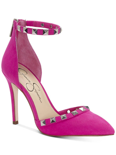 JESSICA SIMPSON Womens Pink Studded Ankle Strap Prinella Pointed Toe Stiletto Zip-Up Dress Pumps Shoes 6 M