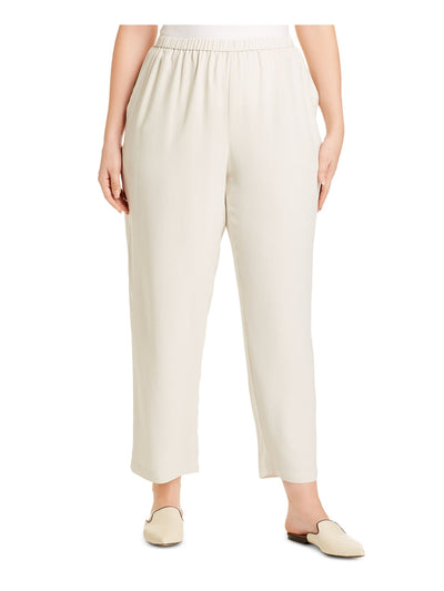 EILEEN FISHER Womens Beige Pocketed Pull On Elastic Waist Cropped High Waist Pants Plus 3X