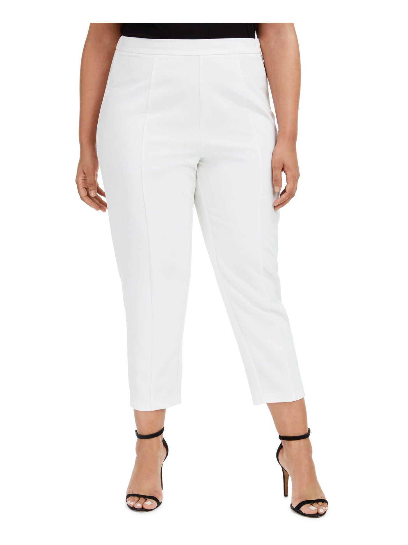 ADRIANNA PAPELL Womens White Stretch Zippered Ankle Length Wear To Work Straight leg Pants 16W