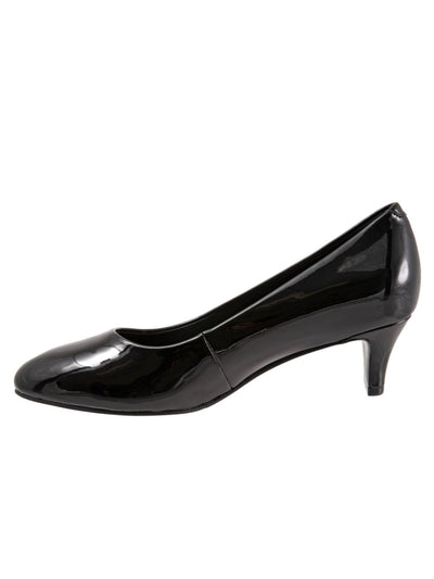 TROTTERS Womens Black Fab Almond Toe Kitten Heel Slip On Dress Pumps Shoes 7 N