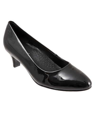 TROTTERS Womens Black Fab Almond Toe Kitten Heel Slip On Dress Pumps Shoes 7 N