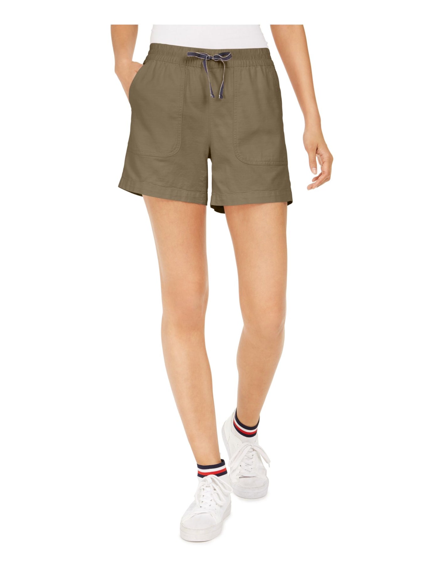 TOMMY HILFIGER Womens Green Chambray Pocketed Drawstring-waist Shorts XL