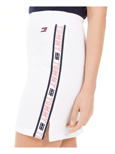 TOMMY HILFIGER SPORT Womens White Slitted Pull-on Style Mini Pencil Skirt L
