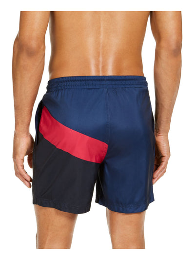 INC Mens Navy Lined Color Block Classic Fit Swim Trunks XXL