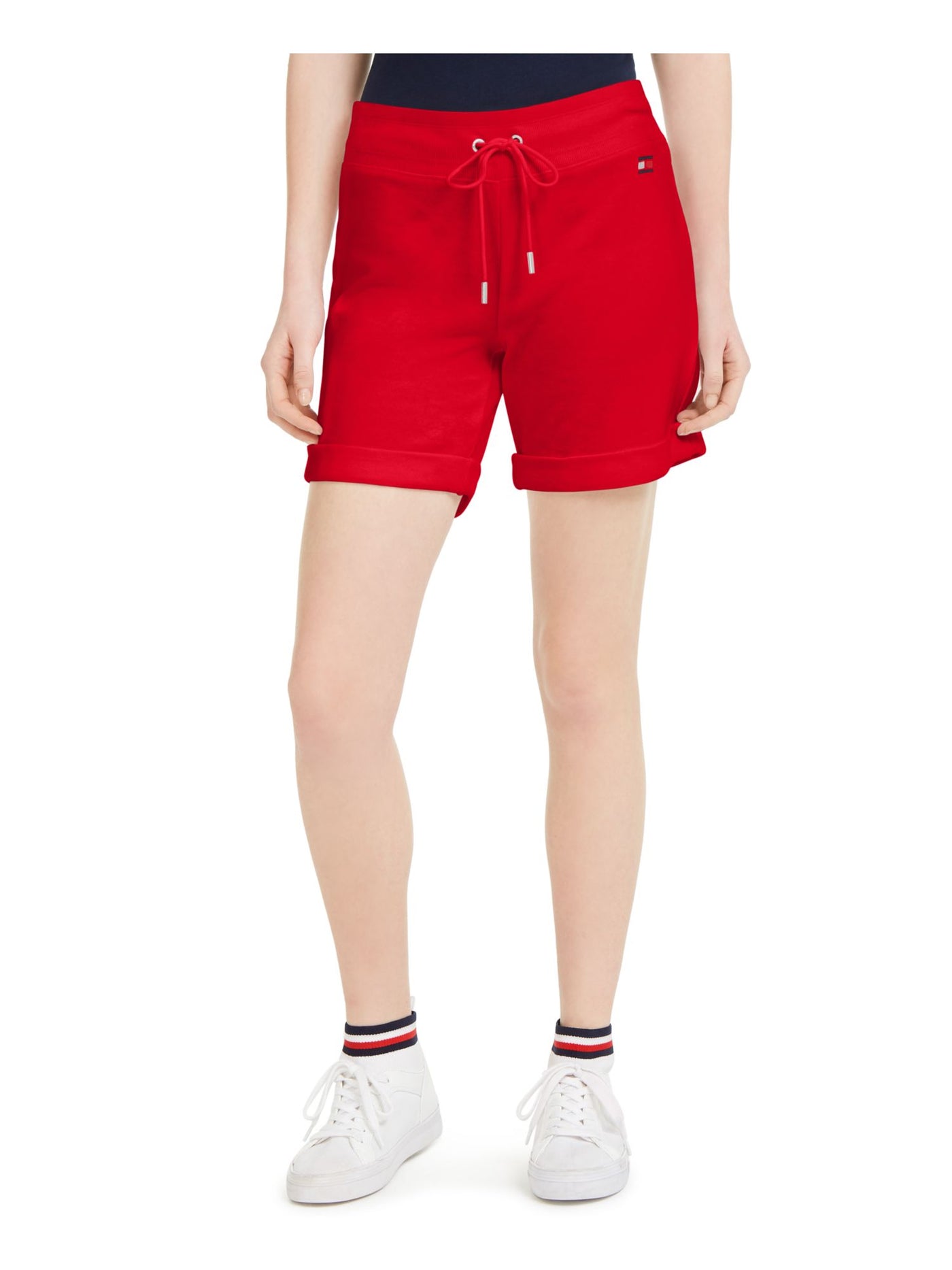 TOMMY HILFIGER SPORT Womens Red Cuffed Shorts XS