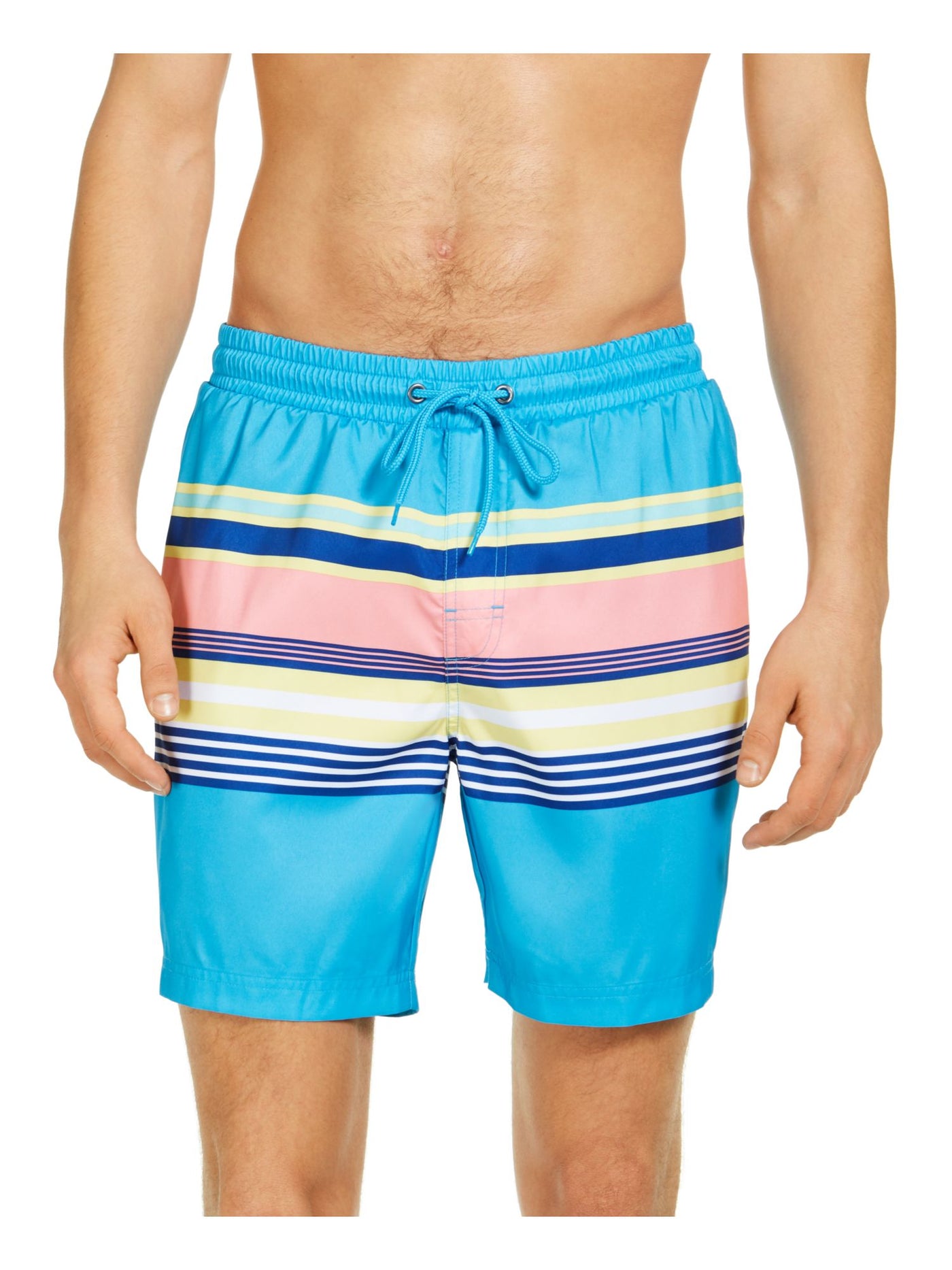 CLUBROOM Mens Light Blue Drawstring, Striped Shorts XL