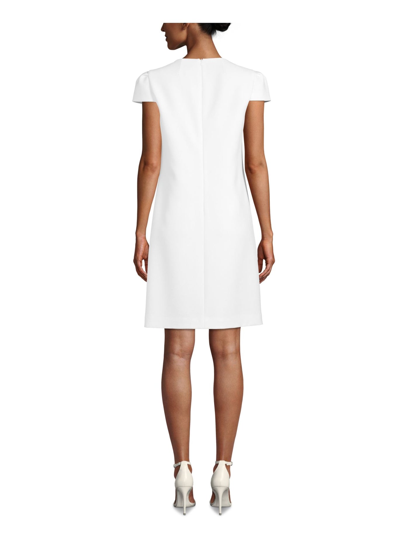 ANNE KLEIN Womens White Cap Sleeve Keyhole Short Cocktail Body Con Dress 8