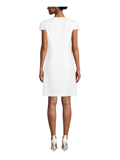 ANNE KLEIN Womens White Cap Sleeve Keyhole Short Cocktail Body Con Dress 8