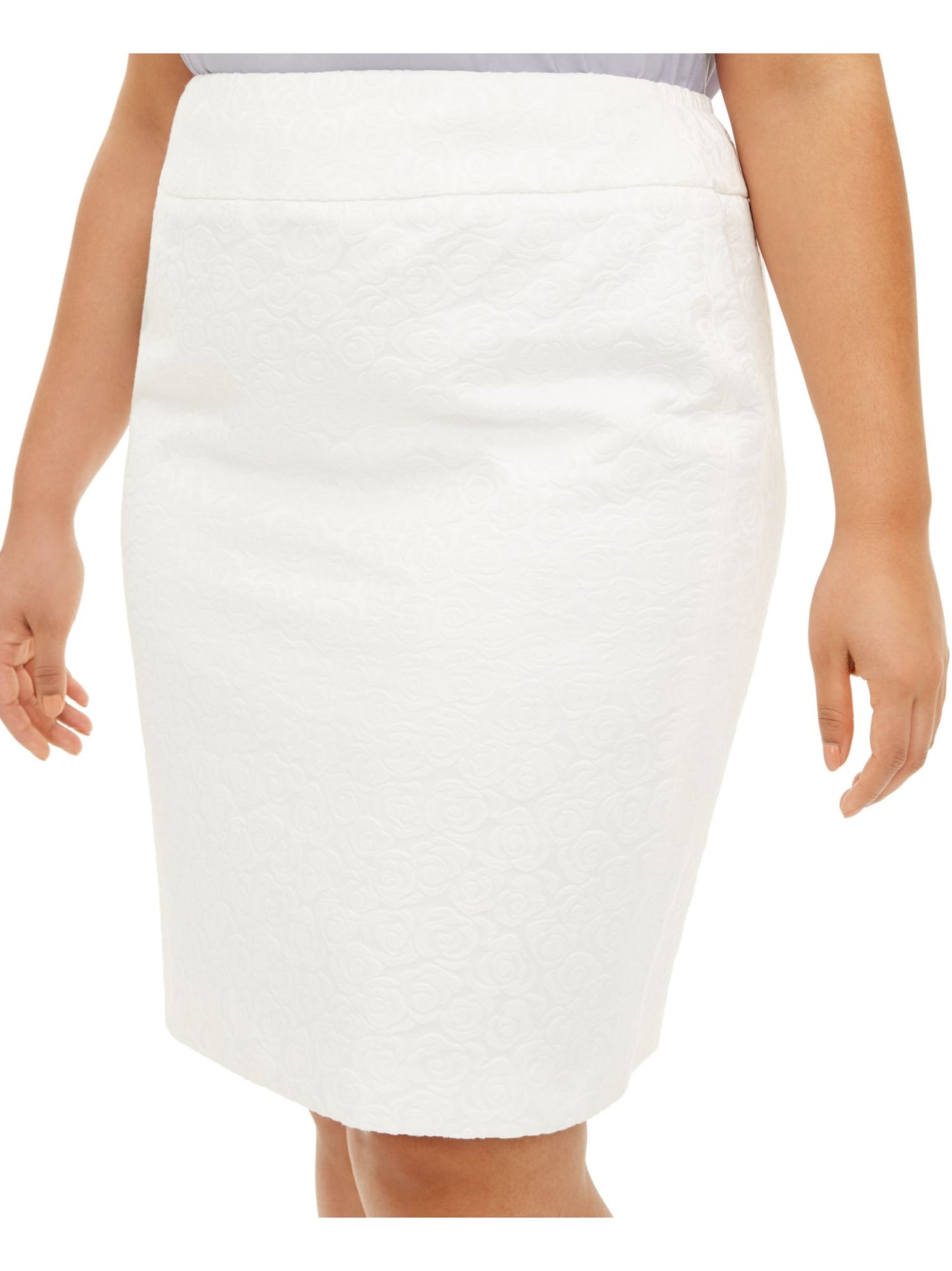 KASPER Womens White Cotton Zippered Printed Above The Knee Evening Pencil Skirt Plus 22W