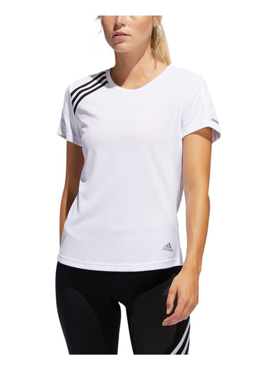 ADIDAS Womens White Logo Short Sleeve Crew Neck Active Wear Top Size: XL