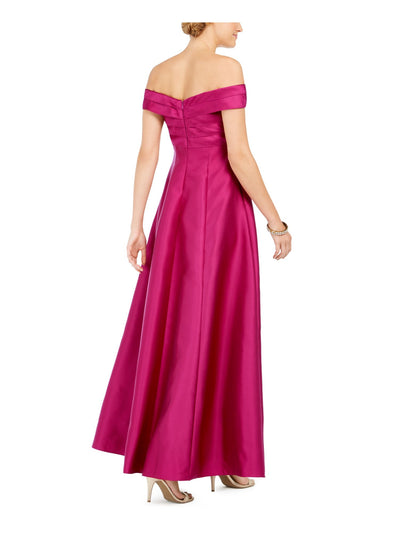 ADRIANNA PAPELL Womens Pink Pocketed Off Shoulder Full-Length Formal Fit + Flare Dress 10