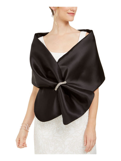 ADRIANNA PAPELL Womens Black Satin Embellished Wrap