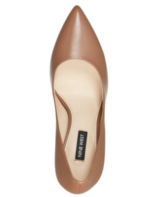 NINE WEST Womens Beige Padded Flax Pointed Toe Stiletto Slip On Leather Dress Pumps Shoes W