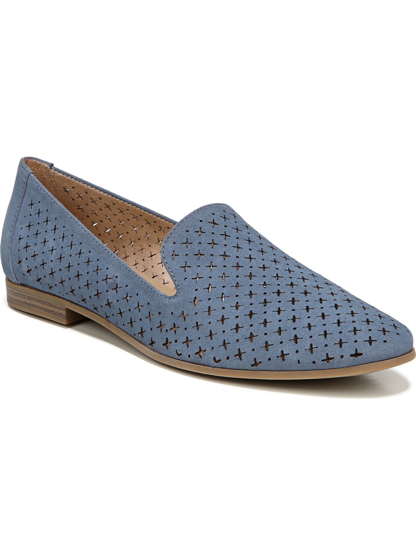 SOUL NATURALIZER Womens Blue Perforated Cushioned Janelle 2 Round Toe Slip On Leather Flats Shoes 9.5