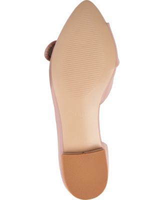 JOURNEE COLLECTION Womens Pink D'orsay Style, Bow Accent Cushioned Abigail Almond Toe Block Heel Slip On Flats Shoes